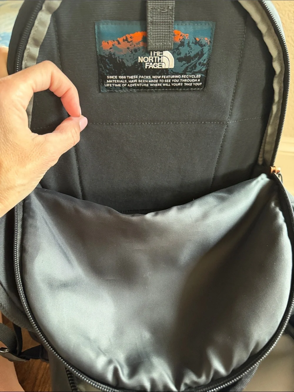 The North Face Black Recon Luxe Backpack with Subtle Rose Gold metallic Accents
